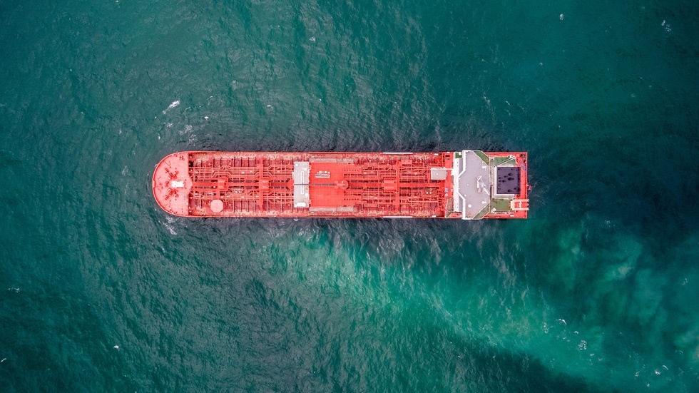 Aerial view of Odfjell's new stainless steel chemical tanker Bow Orion