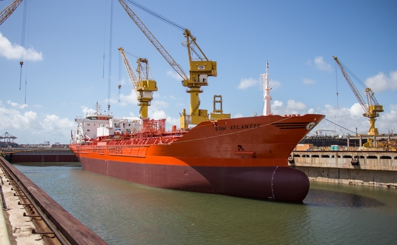 Odfjell&#039;s chemical tanker Bow Atlantic at the EAS shipyard in Brazil